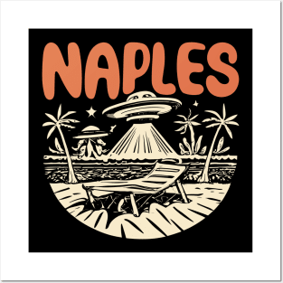 Naples Retro UFO Illustration - Quirky Space Art Posters and Art